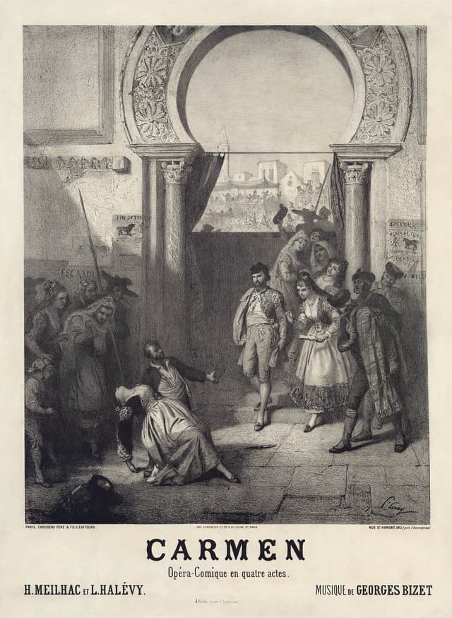 Plagát pozývajúci na premiéru Bizetovej Carmen. Foto: wikimedia